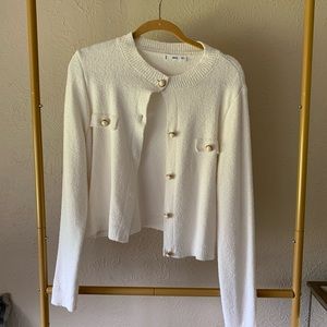 Mango Off white cropped cardigan